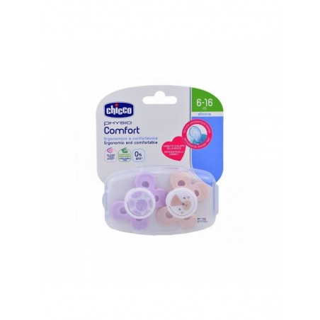 Chicco Chupete Silicona Physio Comfort Rosa 6-16m 2uds