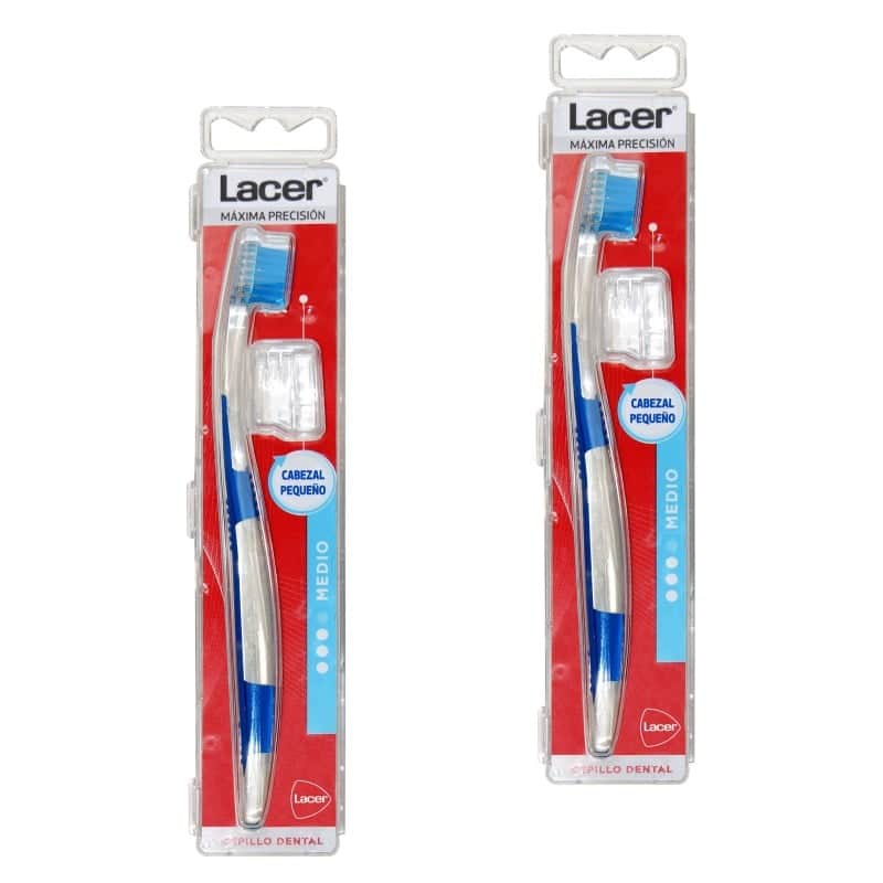 Lacer Duplo Cepillo Dental Adulto Medio Cabezal Pequeño